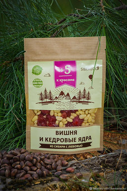 Таежный микс с вишней (вяленая вишня, ядро кедрового ореха) 100г, крафт-пакет