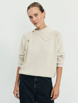 Джемпер из хлопка с пуговицами на воротнике / Zarina  фото 7