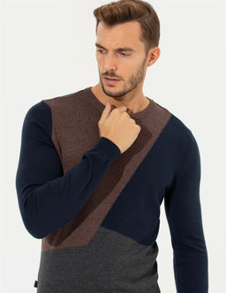 Lacivert Slim Fit Bisiklet Yaka Triko Kazak - Pierre cardin фото 2