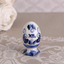 Цена за 2 шт. Фигурка фарфор гжель Яйцо, 6.5 см