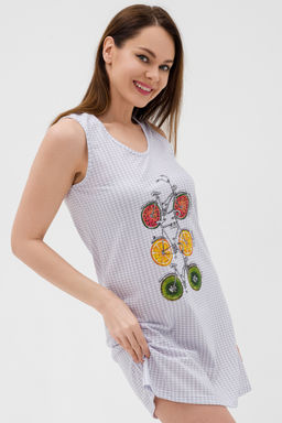 Ночная сорочка из кулирки Fruits&bikes клетка серая - Амадэль фото 4
