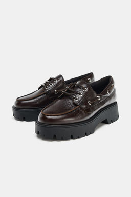 LEATHER PLATFORM LOAFERS - Zara фото 4