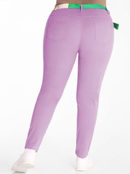 Брюки скинни летние сиреневые из хлопка - Almond фото 2