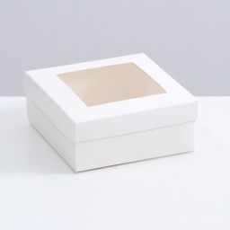 Цена за 5 шт. Коробка складная, крышка-дно, с окном, белая, 12 х 12 х 5 см