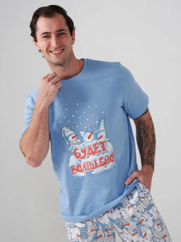 Пижама парная мужская 100% хлопок Снеговик - Оптима фото 8