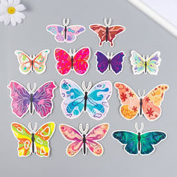 Бабочки картон Абстракция набор 12 шт h=4-10 см на магните