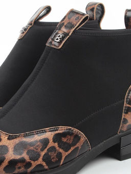 01-B44B-81PC BROWN/LEOPARD Ботинки демисезонные женские (натуральная кожа, текстиль, байка)