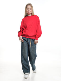 Свитшот базовый однотонный 22-7664 красный - Mini maxi фото 3