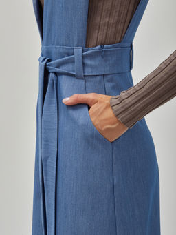 Комбинезон с брюками-кюлотами из костюмной однотонной джинсовой ткани - Tantino фото 6