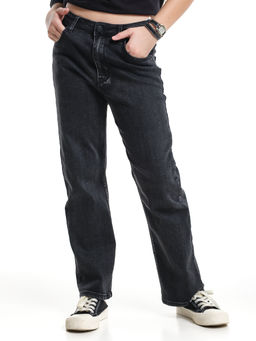 Джинсы чёрные для девочки 33-1095 черный - Mini maxi фото 7