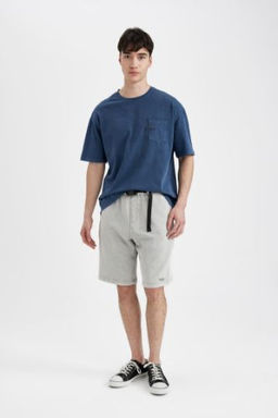 Oversize Genis Kal?p Y?kamal? Soluk Efektli Cepli Duz Paca Sort