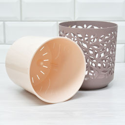 Кашпо Leaves (2,5л.) Цв. Мокко/Пудра (КШ-9573) - Вмс фото 4