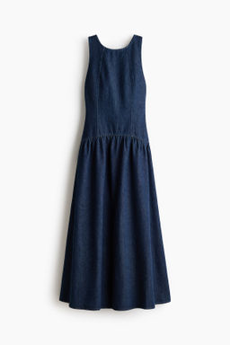 Flared-skirt denim dress