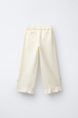 CROCHET FLOWER RUFFLE WIDE-LEG TROUSERS - Zara фото 2