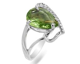 Кольцо из серебра празиолит кварц, СПН4-1-127