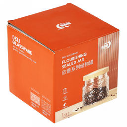 Банка стеклянная прижимная крышка Цитрус 900мл, д12см h11см, деревянная крышка с уплотнителем, д/горла - 9,5см, д/основания - 11см, цветная коробка (Китай) - Домашняя мода фото 4