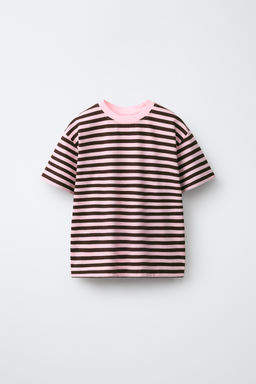 CAMISETA ESTAMPADA RAYAS / Rosa