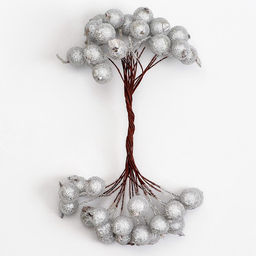 Цена за 5 шт. Декоративные ягодки, серебряные, 7×6×7 см, 40 ягод