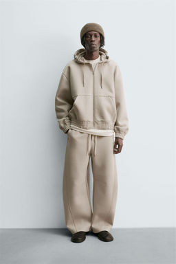 NEOPRENE-EFFECT HOODIE WITH ZIP