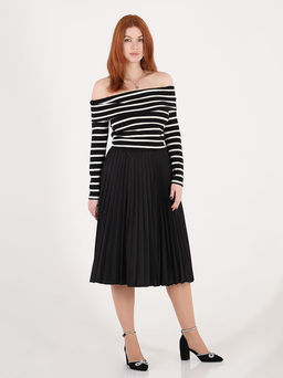 Плиссированная юбка женская больших размеров офисная - Almond фото 80