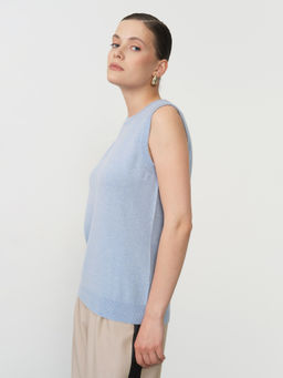 Кофта из кашемира KW030190-E голубая 520