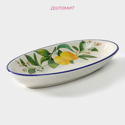 Блюдо овальное Доляна «Лимон», 28×14.5 см, цвет белый