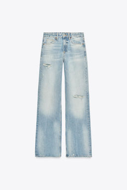 TRF RIPPED WIDE-LEG MID-WAIST JEANS - Zara фото 8