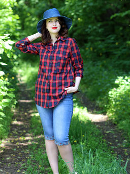 Рубашка в красную клетку женская - Almond фото 3