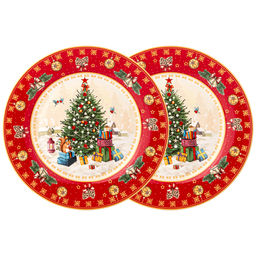 НАБОР ТАРЕЛОК ОБЕДЕННЫХ LEFARD ЕЛКА 2 ШТ. 27 СМ КРАСНЫЙ (КОР=9ШТ.)