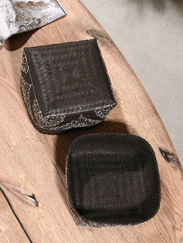 Корзинка плетёная «Бонтанг», 19×19×14 см, бамбук, тёмная