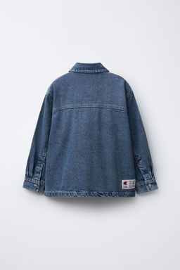 CHAMPION ® X ZARA EMBROIDERED SLOGAN DENIM OVERSHIRT фото 2