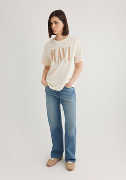 Mavi Logo Bask?l? Bej Tisort  фото 2