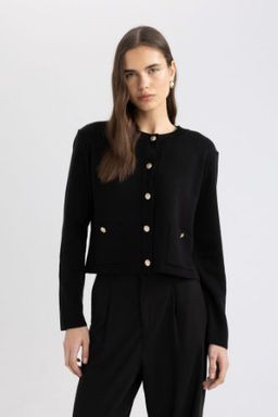 Fitted Bisiklet Yaka Dugmeli Triko H?rka