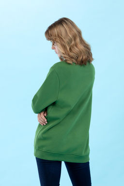 Ye_il Bisiklet Yaka Basic Sweatshirt