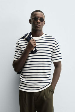 CHECK TEXTURED T-SHIRT - Zara фото 2