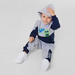 CRB wear/CWK 62496-1 Джемпер модель худи для мальчика, серый меланж-темно-синий/Ex.Cherubino  фото 6