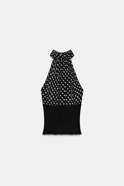 TOP HALTER LUNARES / Blanco / Negro - Zara фото 7