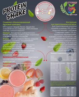 Протеиновый коктейль со вкусом БАНАНА / 400 г / (16 порций,мерная ложка в подарок) / ITS YOURS