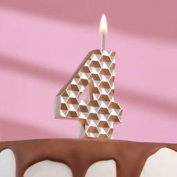 Свеча в торт на шпажке «Соты», цифра 4, 7 см, шампань