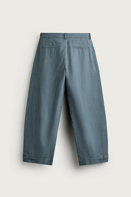 PANTAL?N LAVADO RELAXED FIT TRABILLAS / Verde azul