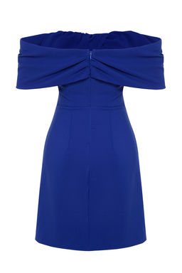 TRENDYOLMILLA Siyah Carmen Yaka Dokuma K?sa Elbise TPRSS24EL00154 фото 24