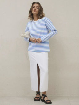 K11781 Лонгслив OVER SIZE (плотный хлопок) ГОЛУБОЙ