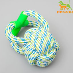 Игрушка канатная Мегамяч с ручкой, до 190 г, 15 х 9 см, микс цветов