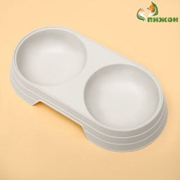 Цена за 2 шт. Миска двойная «Дуэт», 24×12.5×4.5 см, пластик, белая