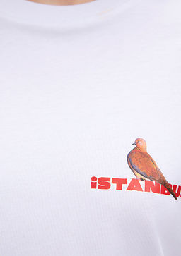 S?rt Bask?l? Istanbul Tisort - Mavi фото 6