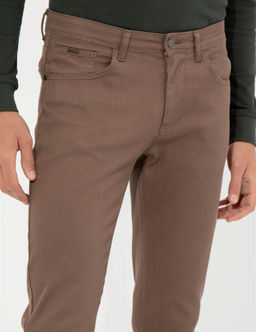 Kahverengi Slim Fit Kanvas Pantolon