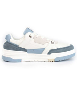 05-P232-5 WHITE/BLUE Кроссовки женские (натуральная замша, искусственная кожа)