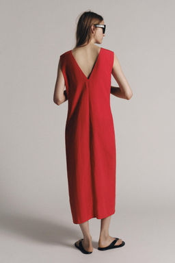 VESTIDO MIDI FRUNCE ZW COLLECTION / Rojo - Zara фото 2