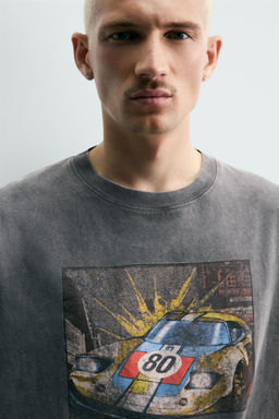 CAMISETA LAVADA ESTAMPADO C?MIC / Gris