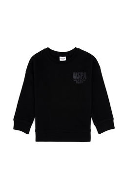 K_z _ocuk Siyah Simli Bask_ Detayl_ Bisiklet Yaka Basic Sweatshirt Sepette S_rpriz _ndirim - U.s. polo assn фото 2